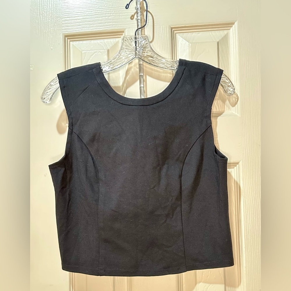 ABS by Allen Schwartz Black Zip Back Crop Top Size Small